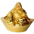Golden Wealth Buddha on Ingot